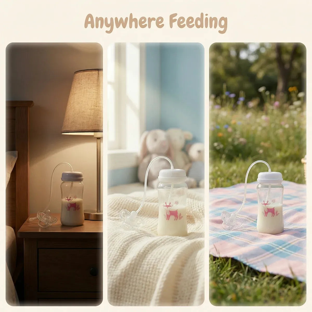 Beluris 3-in-1 Hands-Free Babyflasche Set