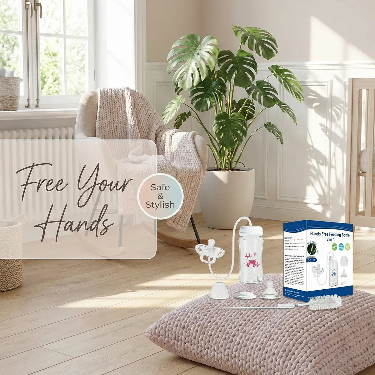 Beluris 3-in-1 Hands-Free Babyflasche Set
